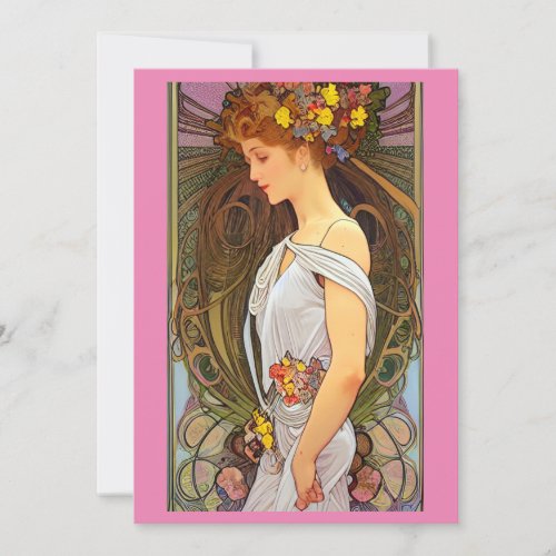 Flower Maiden Alphonse Mucha Style Thank You Card