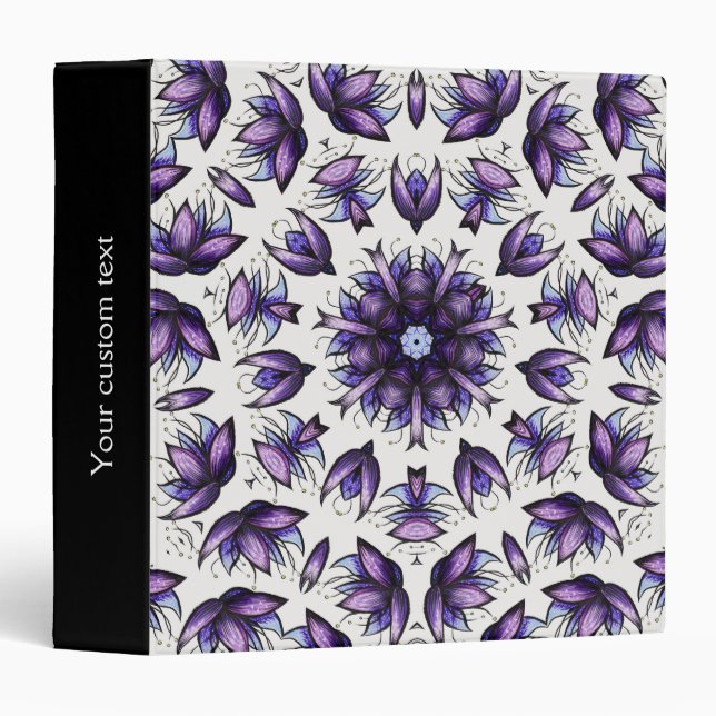Flower Mandala Abstract Kaleidoscopic Pattern 3 Ring Binder (Front/Spine)