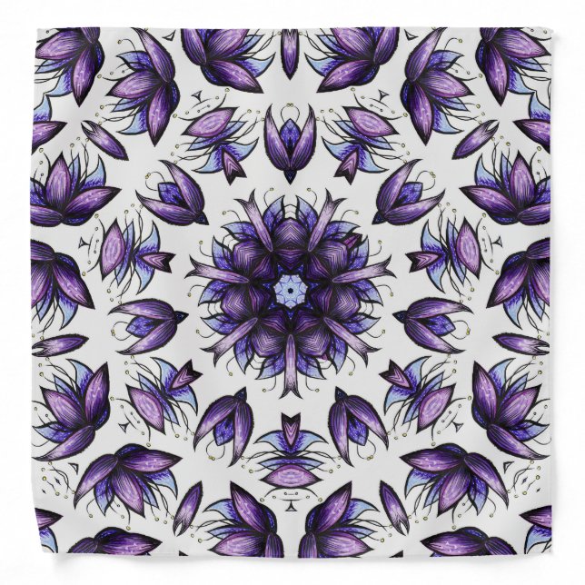 Flower Mandala Abstract Kaleidoscopic Pattern Bandana (Front)