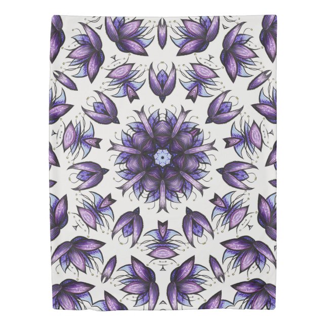 Flower Mandala Abstract Kaleidoscopic Pattern Duvet Cover (Front)