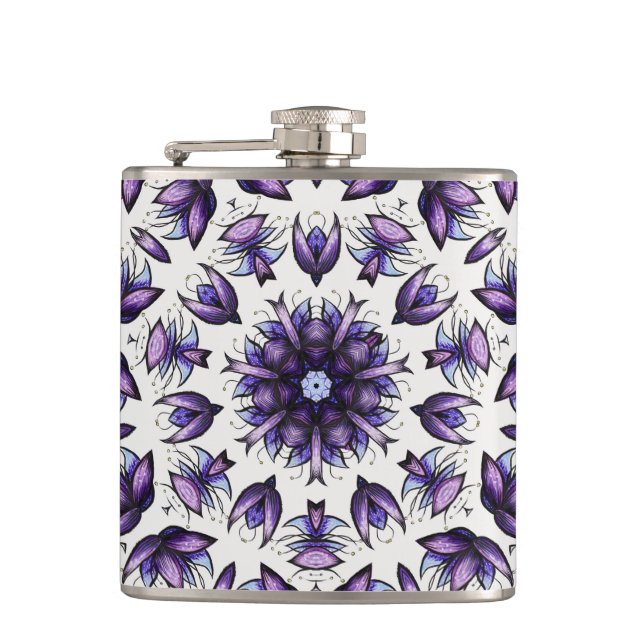 Flower Mandala Abstract Kaleidoscopic Pattern Flask (Front)