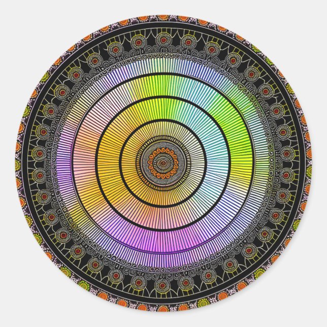 FLOWER MANDALA ART FOR SPIRITUAL MEDITATION CLASSIC ROUND STICKER (Front)