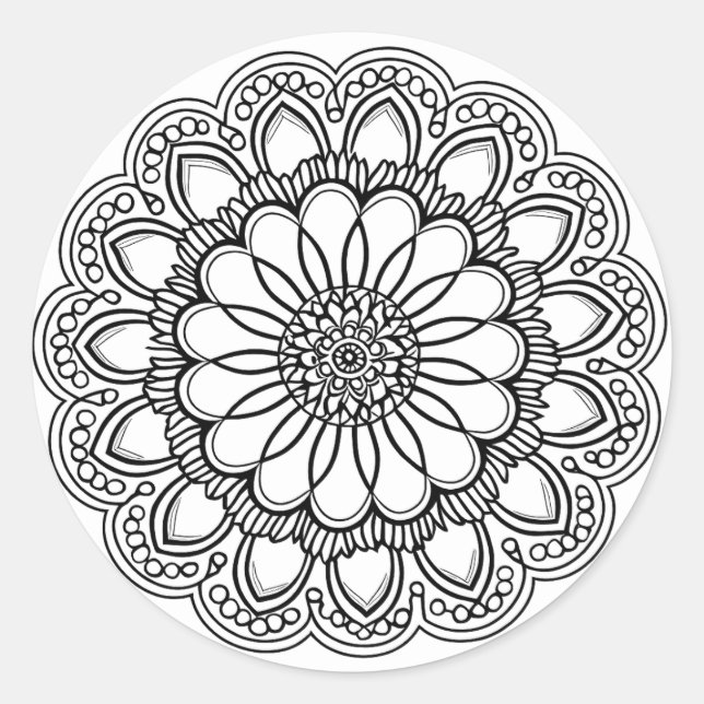 FLOWER MANDALA ART FOR SPIRITUAL MEDITATION CLASSIC ROUND STICKER (Front)