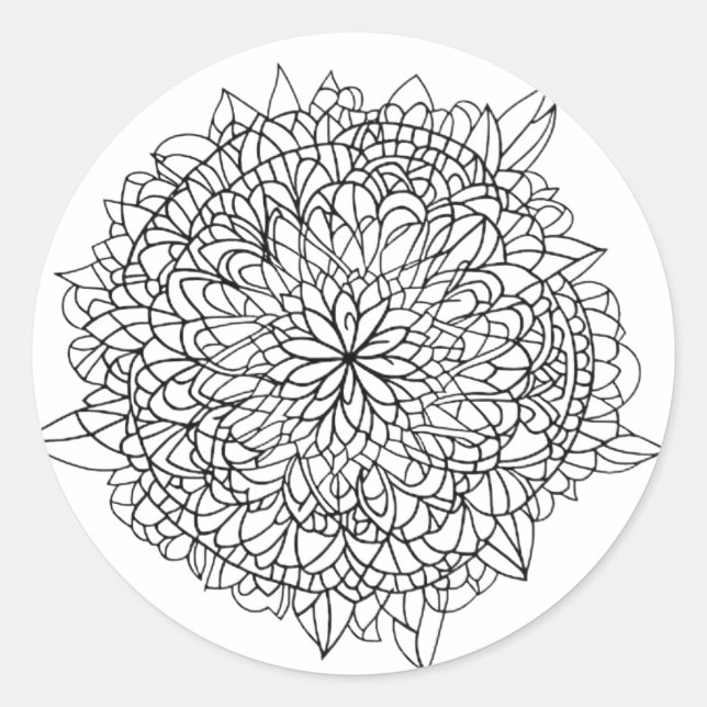 FLOWER MANDALA ART FOR SPIRITUAL MEDITATION  CLASSIC ROUND STICKER (Front)