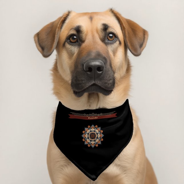 Flower Mandala Black Cute Dog Cat  Pet Bandana Collar (Dog 2)