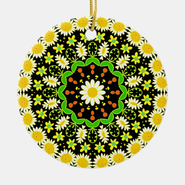 Flower Mandala Ceramic Ornament (Front)