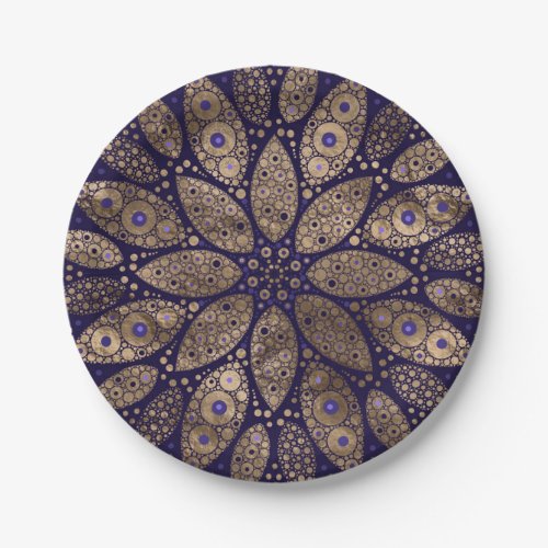 Flower Mandala _ Dot Art _ Purple and Gold Paper Plates
