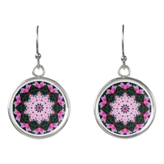 Flower Mandala Drop Earrings (Front)