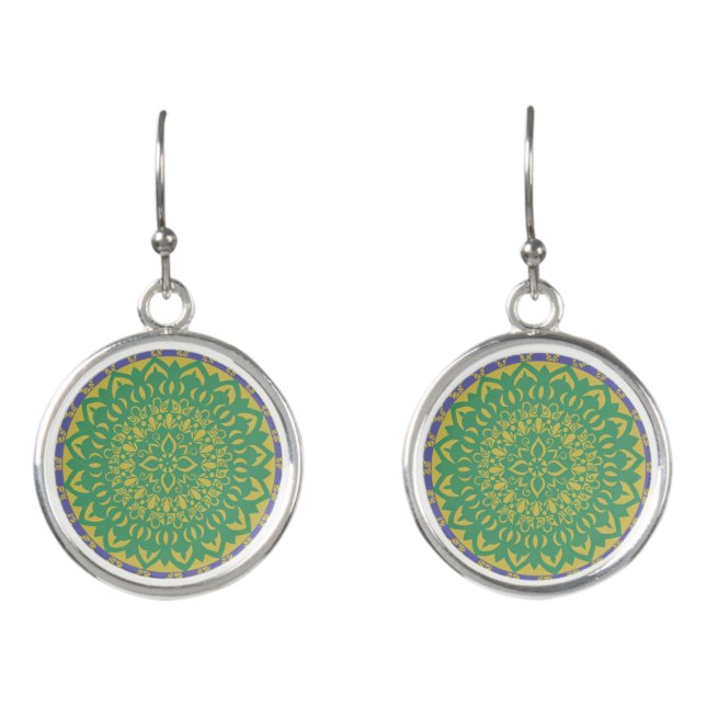 Flower Mandala Green Earrings (Front)