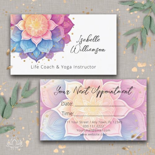 Flower Mandala Holistic Health Wellness Therapist Appointment Card