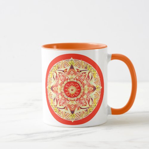 Flower Mandala in Mandarin Orange  Mug