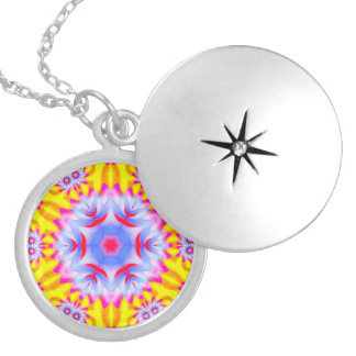 Flower mandala locket necklace