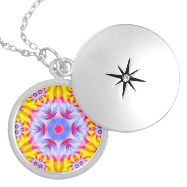 Flower mandala locket necklace (Front)