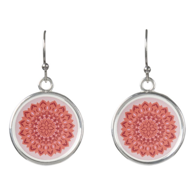Flower Mandala Red Earrings (Front)