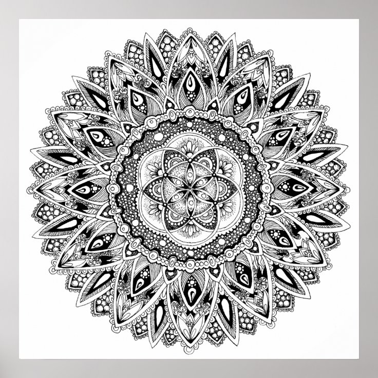 Flower mandala sacred geometry seed of life poster | Zazzle