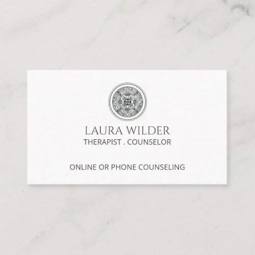 Flower Mandala Therapist Counselor By Phone Online Business Card