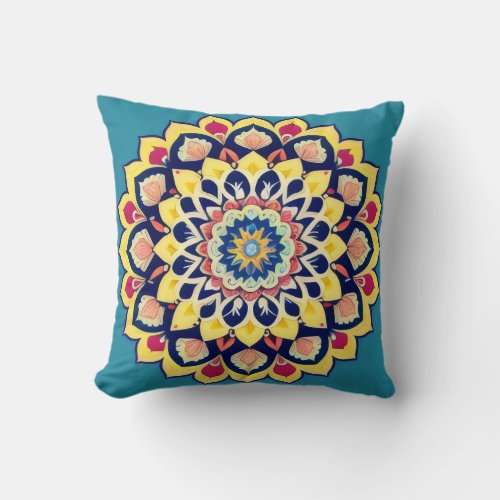 Flower Mandala Throw Pillow