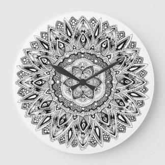 Flower mandala w/ seed of life large clock