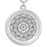 Flower mandala w/ seed of life silver plated necklace