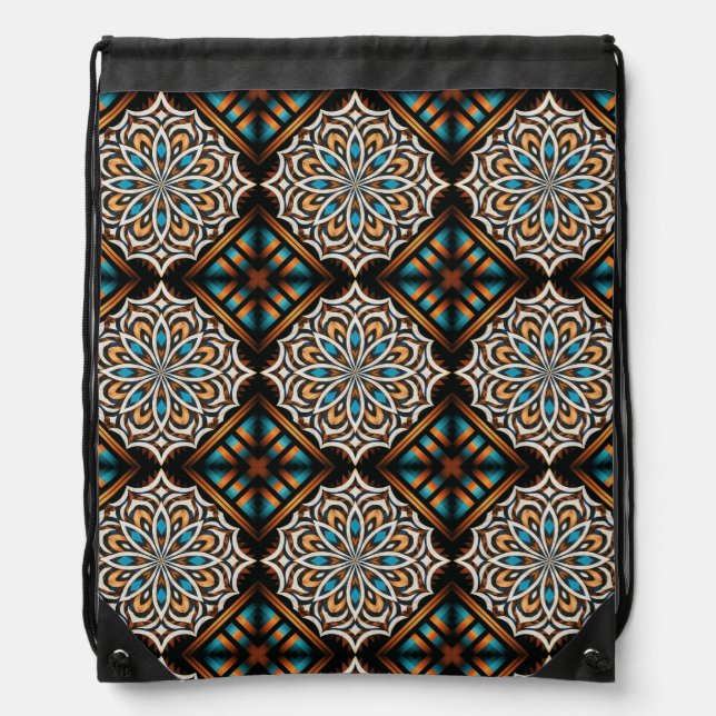 Flower Mandala Weave Drawstring Backpack (Front)