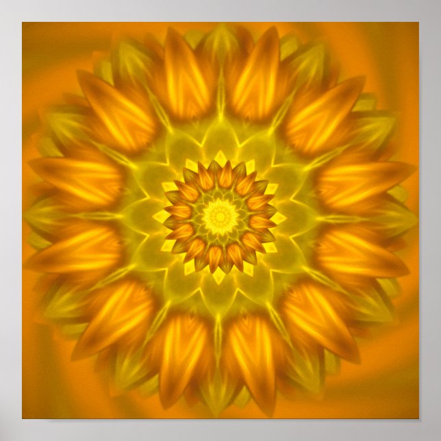 Flower Mandala With Glowing Shades of Yellow Poster (Front)