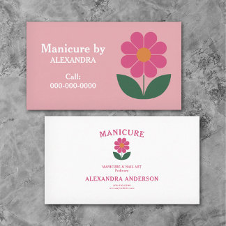 Flower & Manicure Pink Business Card