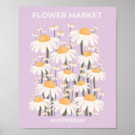 Flower Market Amsterdam Abstract Retro Daisies Poster<br><div class="desc">Flower market Amsterdam: floral art – flowers print – pastel lilac / lavender – retro daisies.</div>