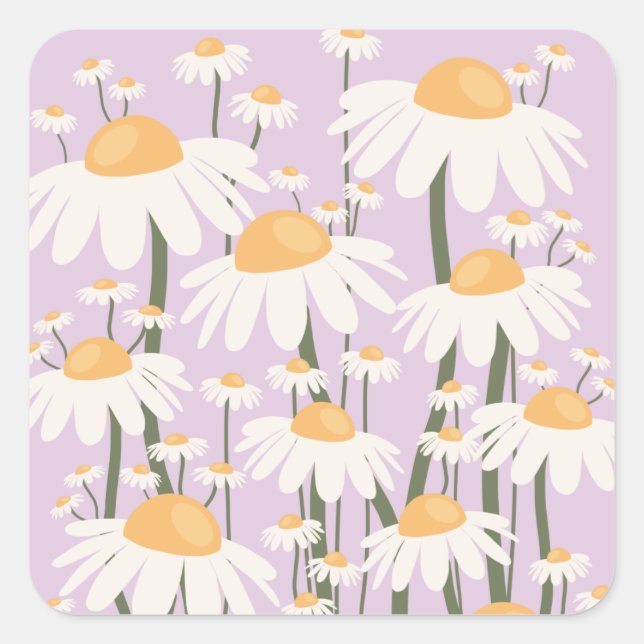 Flower Market Amsterdam Abstract Retro Daisies Square Sticker (Front)