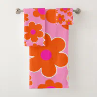 Checkered Orange and Pink Bath Towel Set, Zazzle