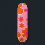 Flower Market Amsterdam Retro Flowers Pink Orange Skateboard<br><div class="desc">Flower Market Amsterdam: Floral Art – Retro Flowers Print – Pink and Orange.</div>