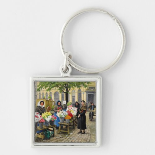 Flower Market at Hojbro Plads Paul Fischer Keychain