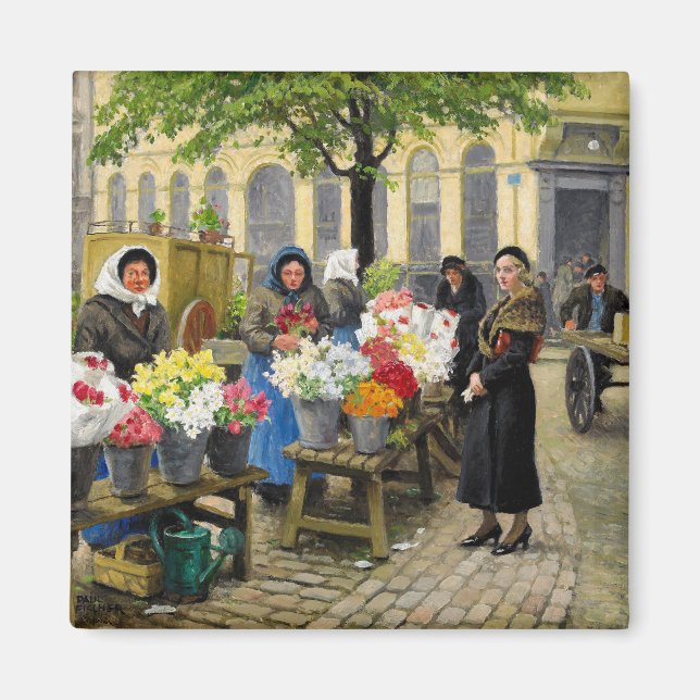 Flower Market at Hojbro Plads Paul Fischer Magnet (Front)