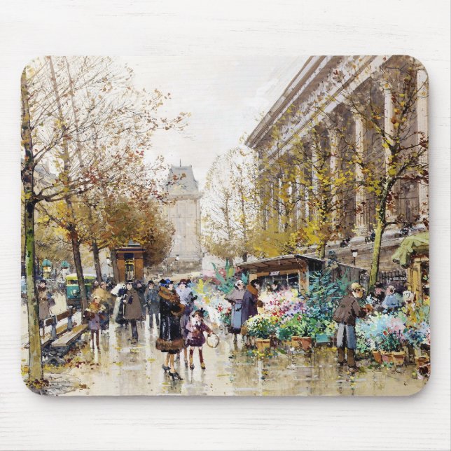 Flower Market at the Madeleine, Paris Mouse Pad (Front)