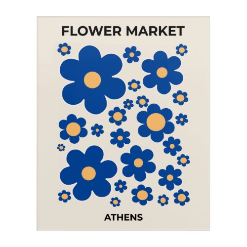 Flower Market Athens Floral Blue Yellow Flowers Acrylic Print