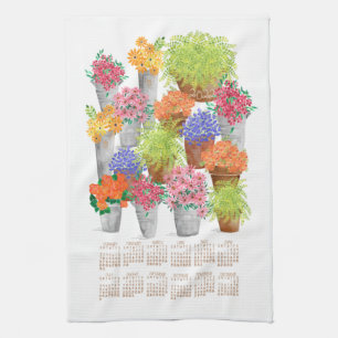 Flower Market Calendar Kitchen Towel