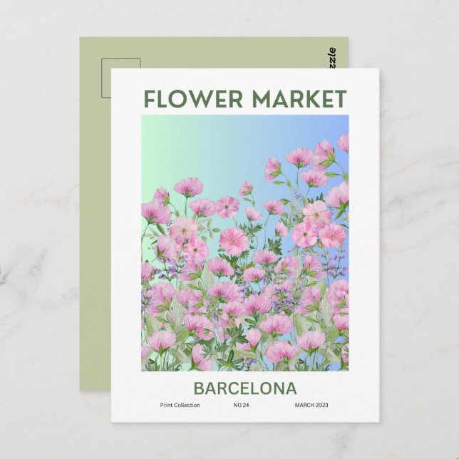 Flower Market Cities of the World Barcelona Postcard (Front/Back)