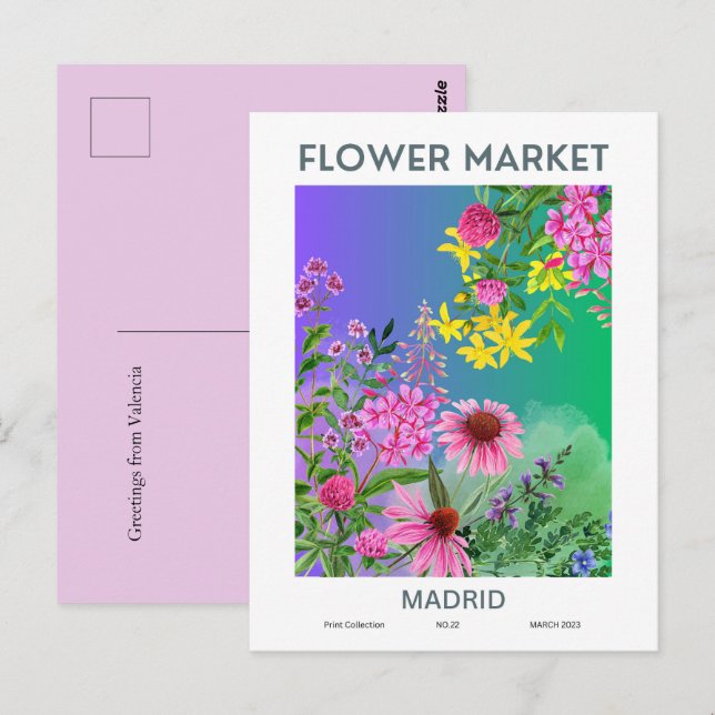 Flower Market Cities of the World Madrid Custom  Postcard (Front/Back)