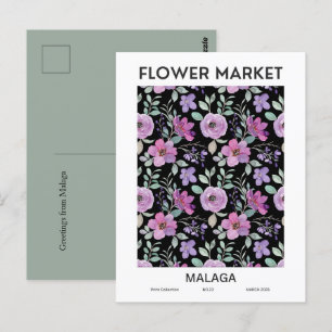 Flower Market Cities of the World Malaga Custom  Postcard