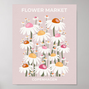 Flower Market Copenhagen Blush Pink Floral Pattern Poster