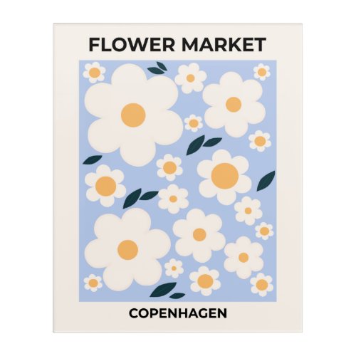 Flower Market Copenhagen Flowers White Blue Floral Acrylic Print
