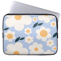 Flower Market Copenhagen Flowers White Blue Floral Laptop Sleeve