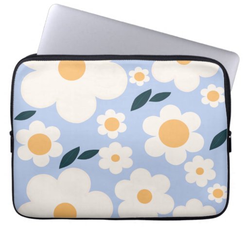 Flower Market Copenhagen Flowers White Blue Floral Laptop Sleeve