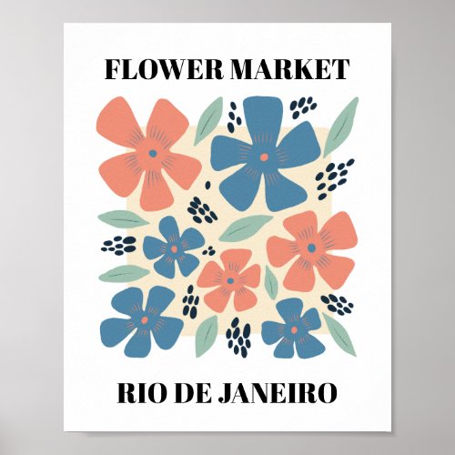 Flower Market Editable Rio de Janeiro Poster