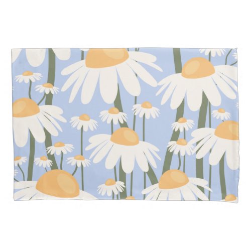 Flower Market Florence Pastel Blue Retro Floral Pillow Case