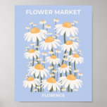 Flower Market Florence Pastel Blue Retro Floral Poster at Zazzle