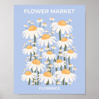 Flower Market Florence Pastel Blue Retro Floral