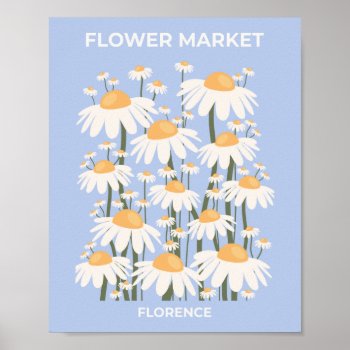 Flower Market Florence Pastel Blue Retro Floral Poster by dailyreginadesigns at Zazzle
