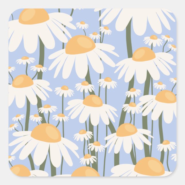 Flower Market Florence Pastel Blue Retro Floral Square Sticker (Front)
