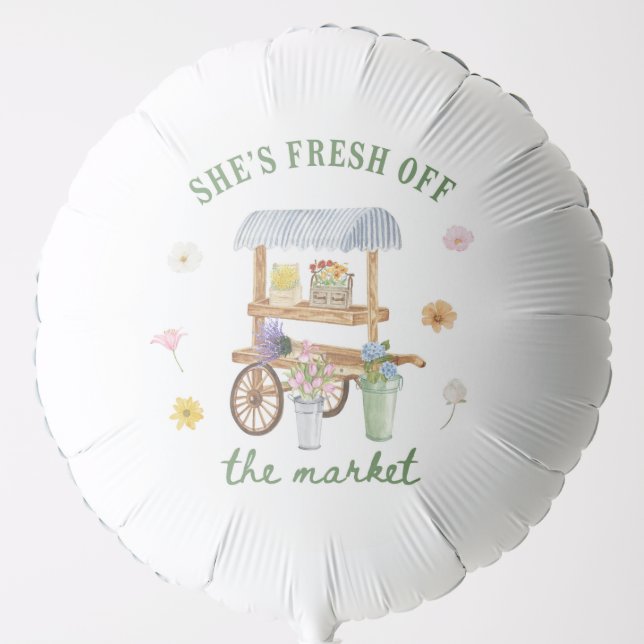 Flower Market Fresh Off The Market Bridal Shower Balloon (Front)