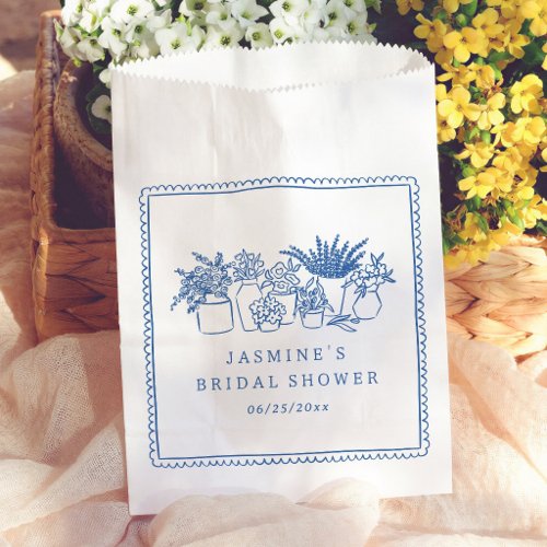 Flower Market Hand Drawn Bridal Shower Thank You Favor Bag